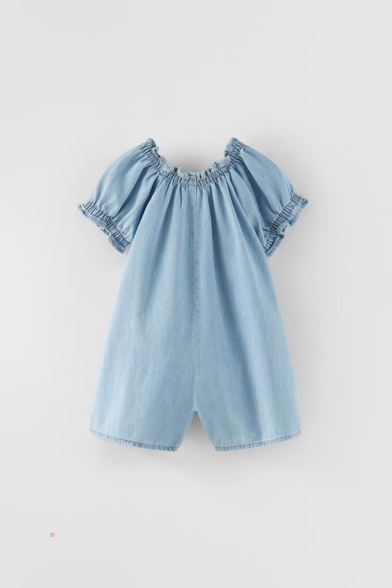ZARA FLOWING PUFFY Playsuit Tjej Ljusblå | PJITX-8632