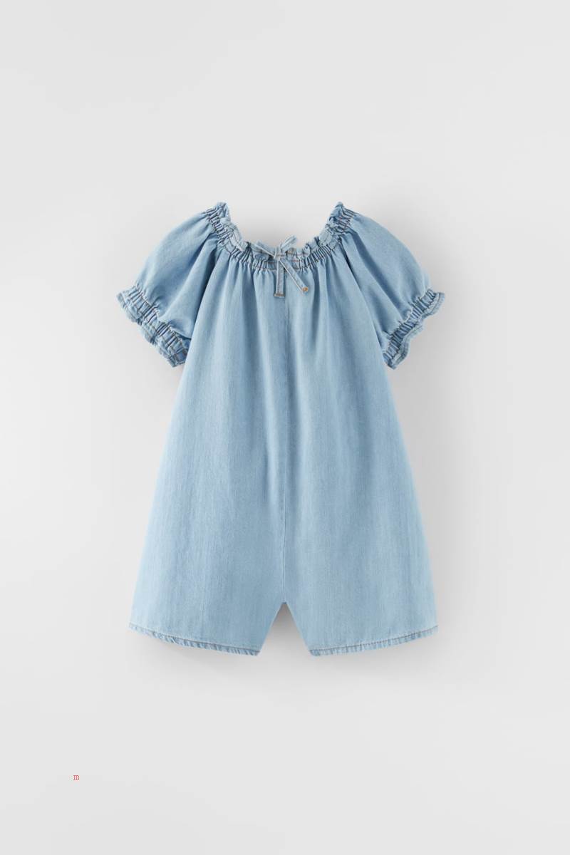 ZARA FLOWING PUFFY Playsuit Tjej Ljusblå | PJITX-8632