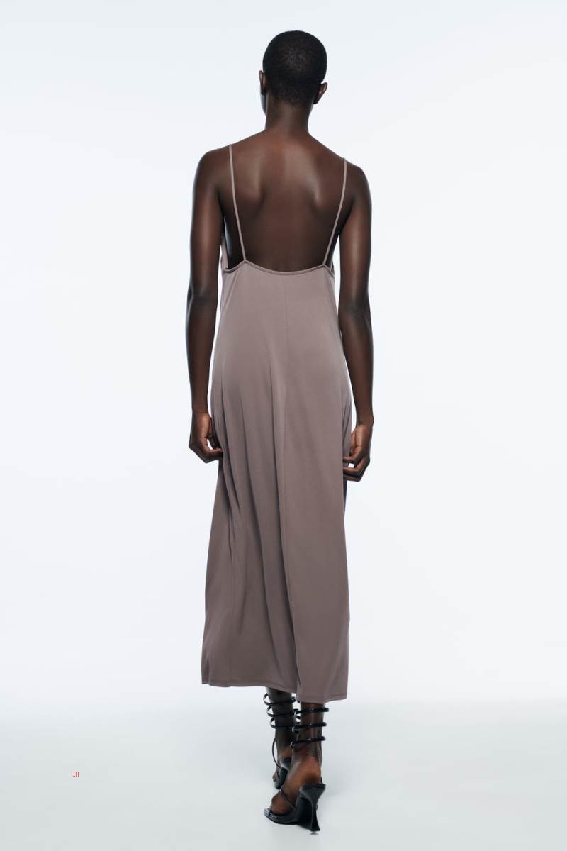 ZARA FLOWING STRAPPY Klänning Dam Grå | ZEVFU-8657