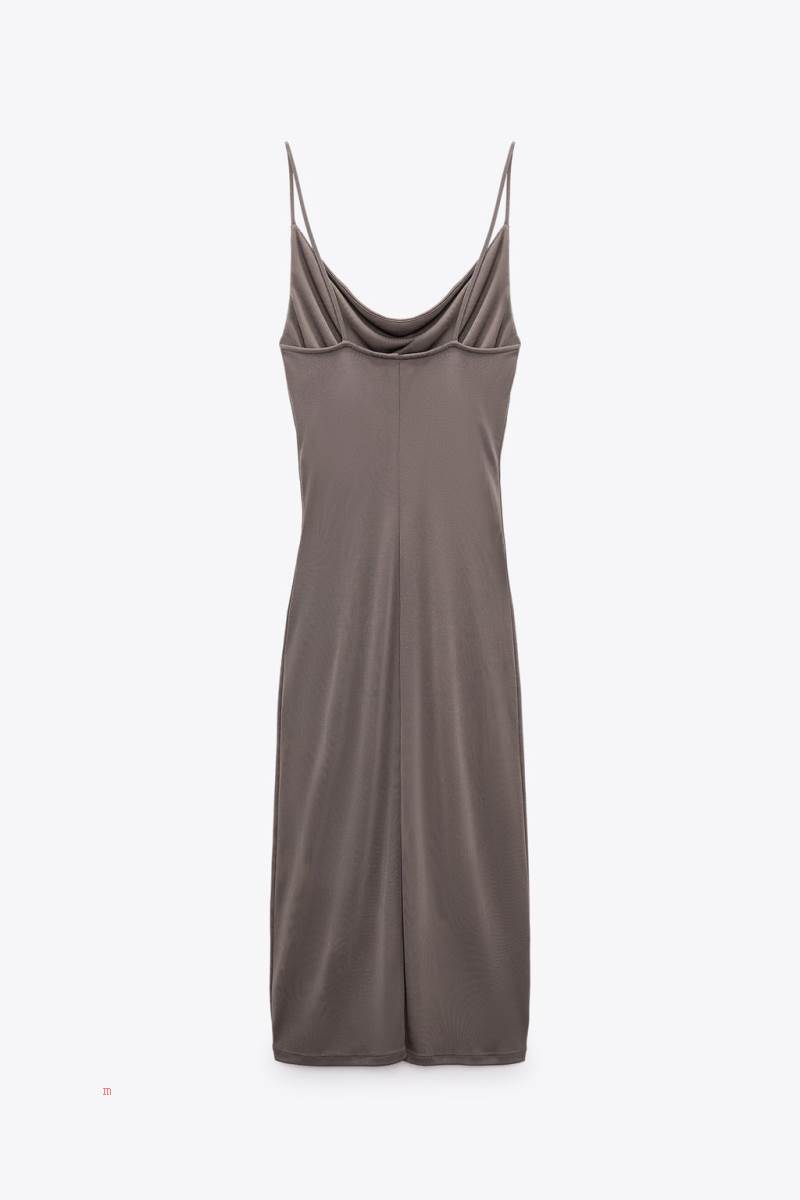 ZARA FLOWING STRAPPY Klänning Dam Grå | ZEVFU-8657