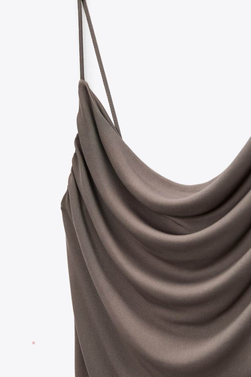 ZARA FLOWING STRAPPY Klänning Dam Grå | ZEVFU-8657