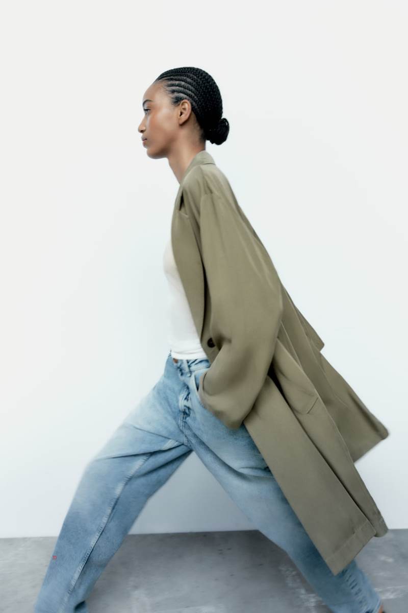 ZARA FLOWING TRENCH Rockar Dam Khaki | IZGHY-1093