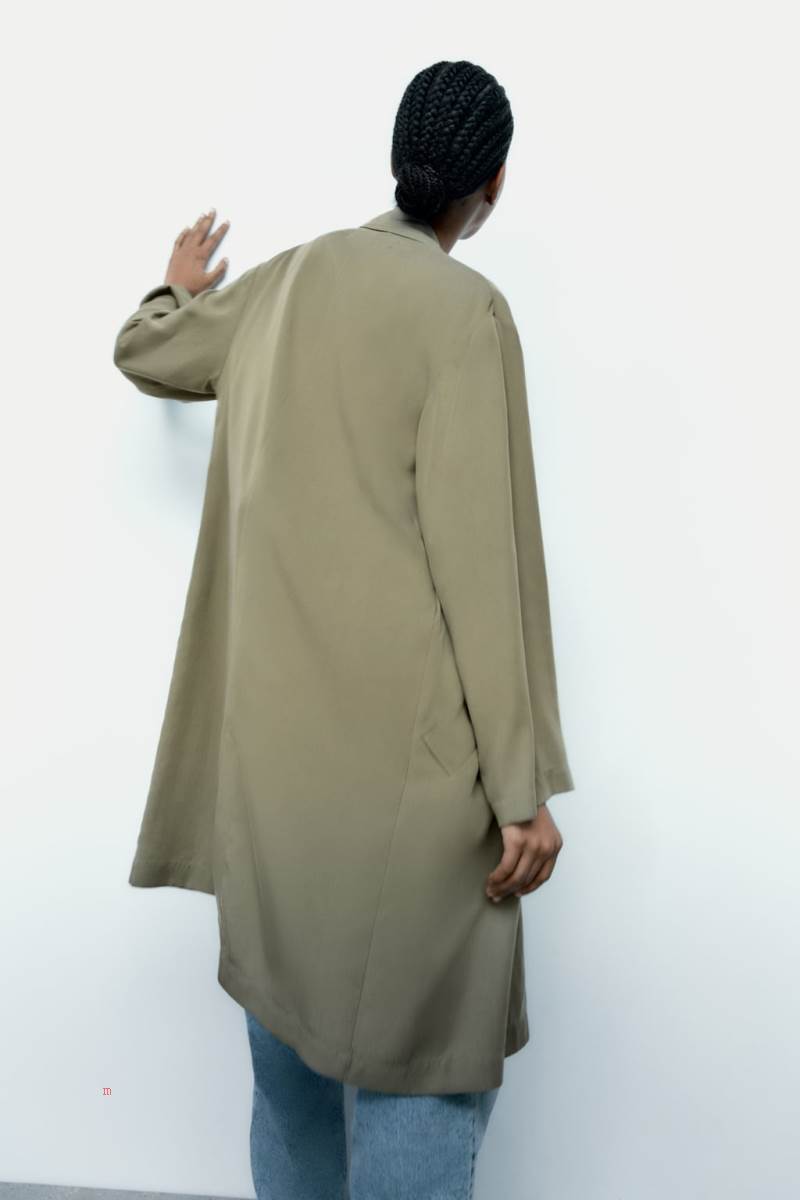 ZARA FLOWING TRENCH Rockar Dam Khaki | IZGHY-1093