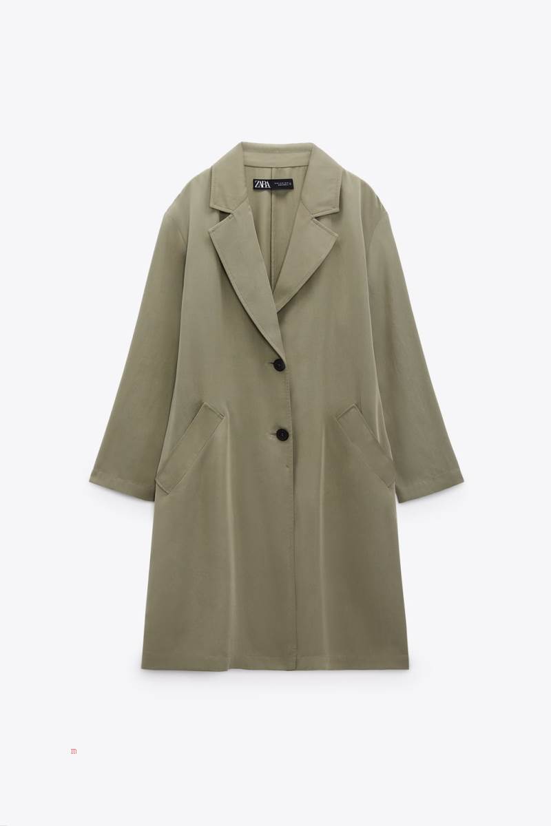 ZARA FLOWING TRENCH Rockar Dam Khaki | IZGHY-1093