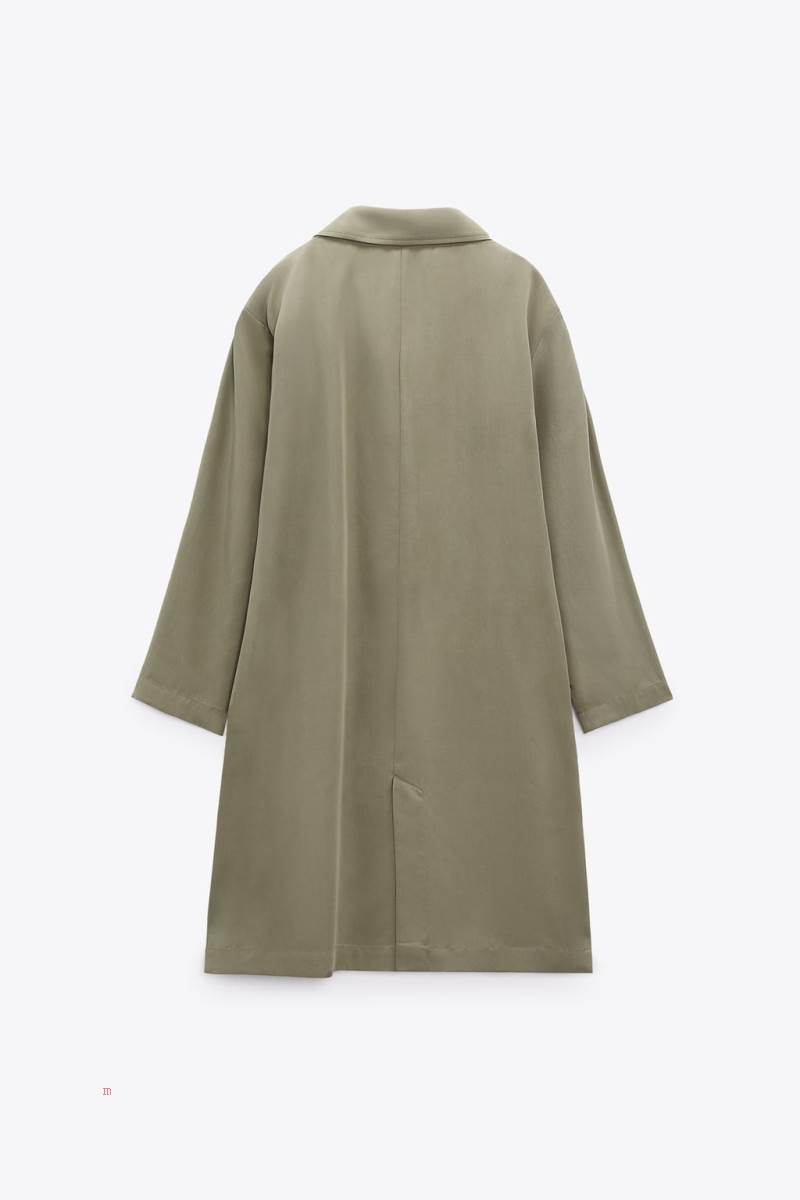 ZARA FLOWING TRENCH Rockar Dam Khaki | IZGHY-1093