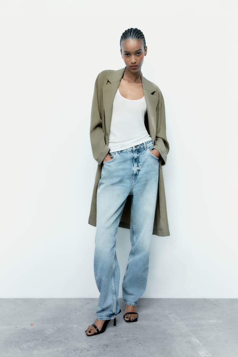 ZARA FLOWING TRENCH Rockar Dam Khaki | IZGHY-1093