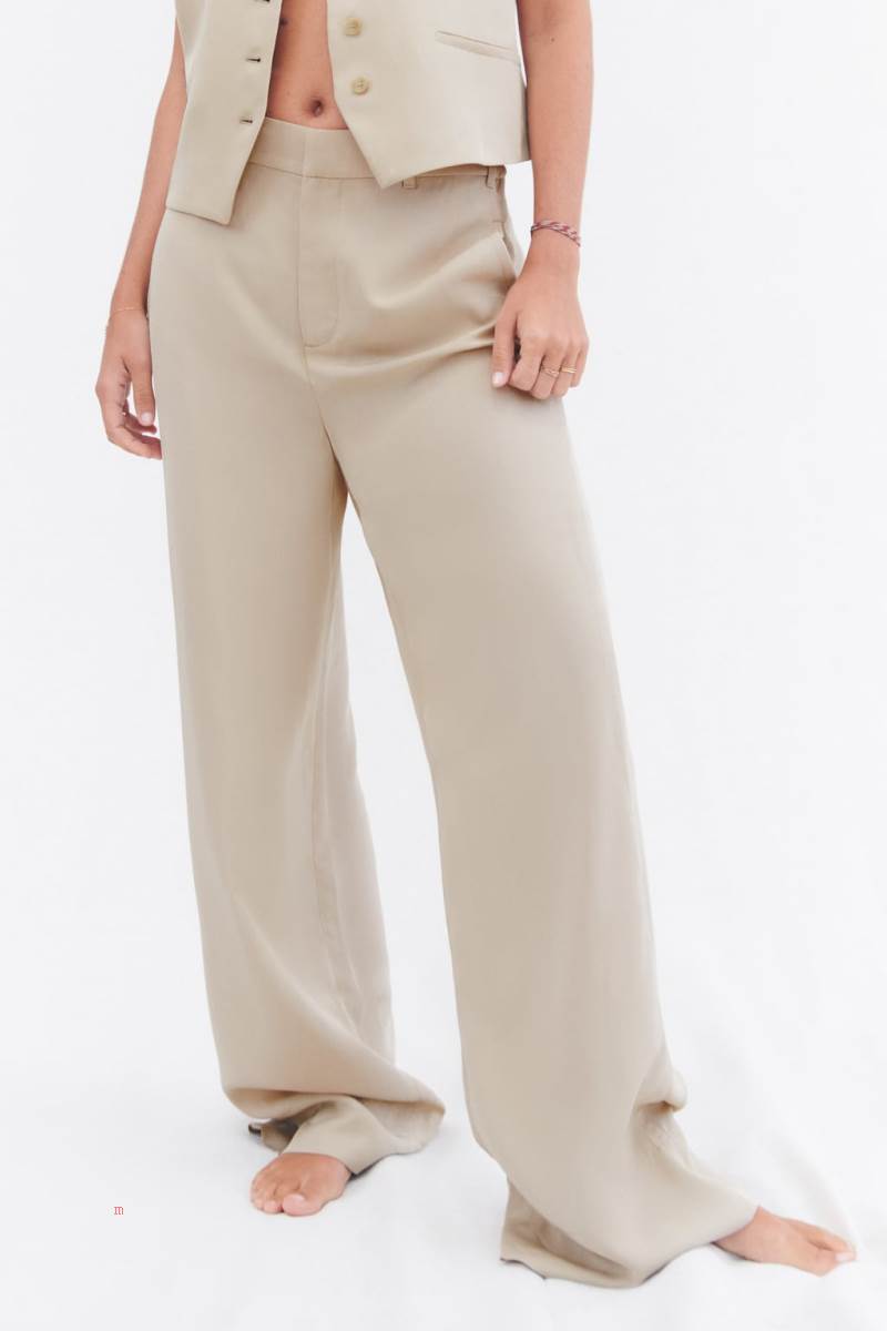 ZARA FLOWING WIDE-LEG Byxor Dam Bruna | KJAWR-6027