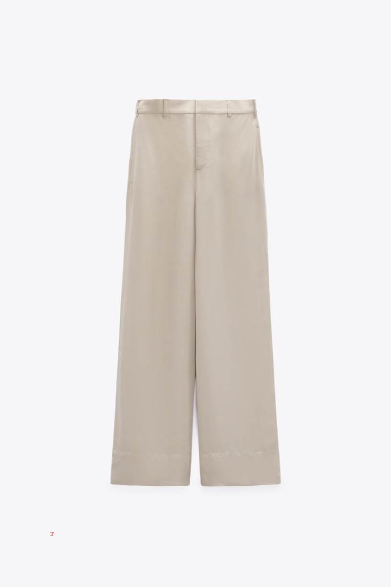 ZARA FLOWING WIDE-LEG Byxor Dam Bruna | KJAWR-6027