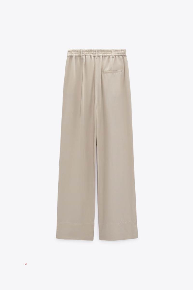 ZARA FLOWING WIDE-LEG Byxor Dam Bruna | KJAWR-6027
