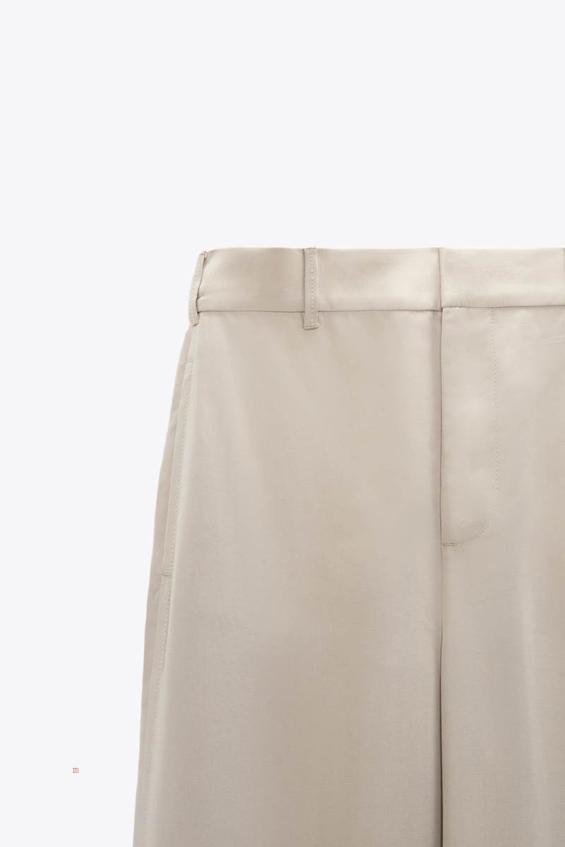 ZARA FLOWING WIDE-LEG Byxor Dam Bruna | KJAWR-6027