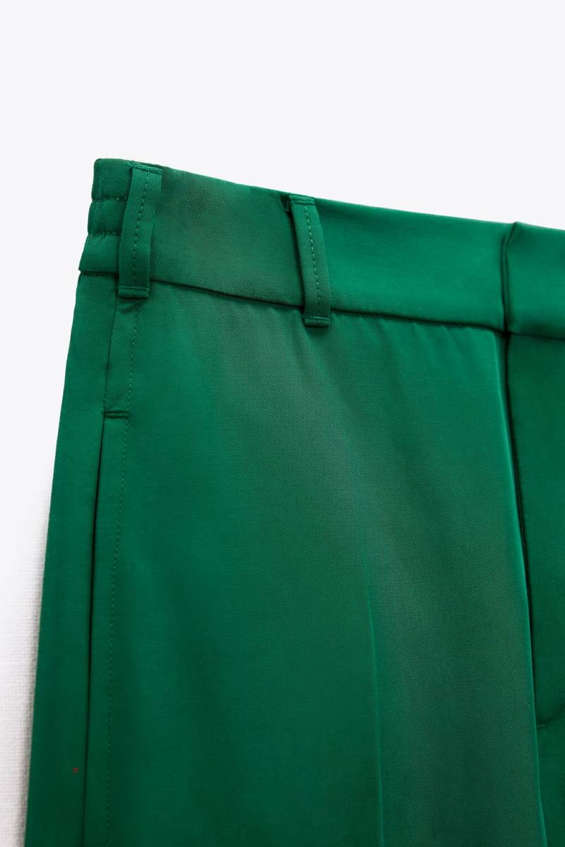 ZARA FLOWING WIDE-LEG Byxor Dam Gröna | MOUAI-8937