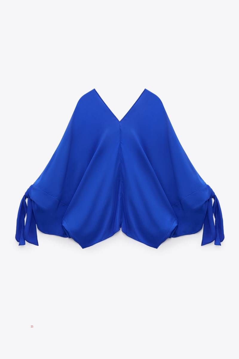ZARA FLOWING WITH TIES Blusar Dam Blå | EGLQN-3479