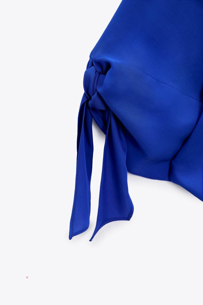 ZARA FLOWING WITH TIES Blusar Dam Blå | EGLQN-3479