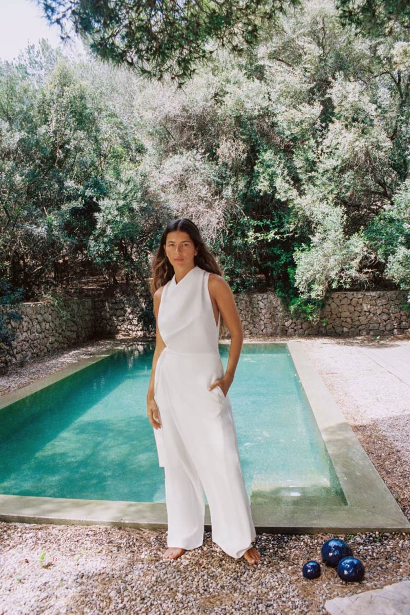 ZARA FLOWING WRAP Jumpsuit Dam Grå Vita | PMODL-8612