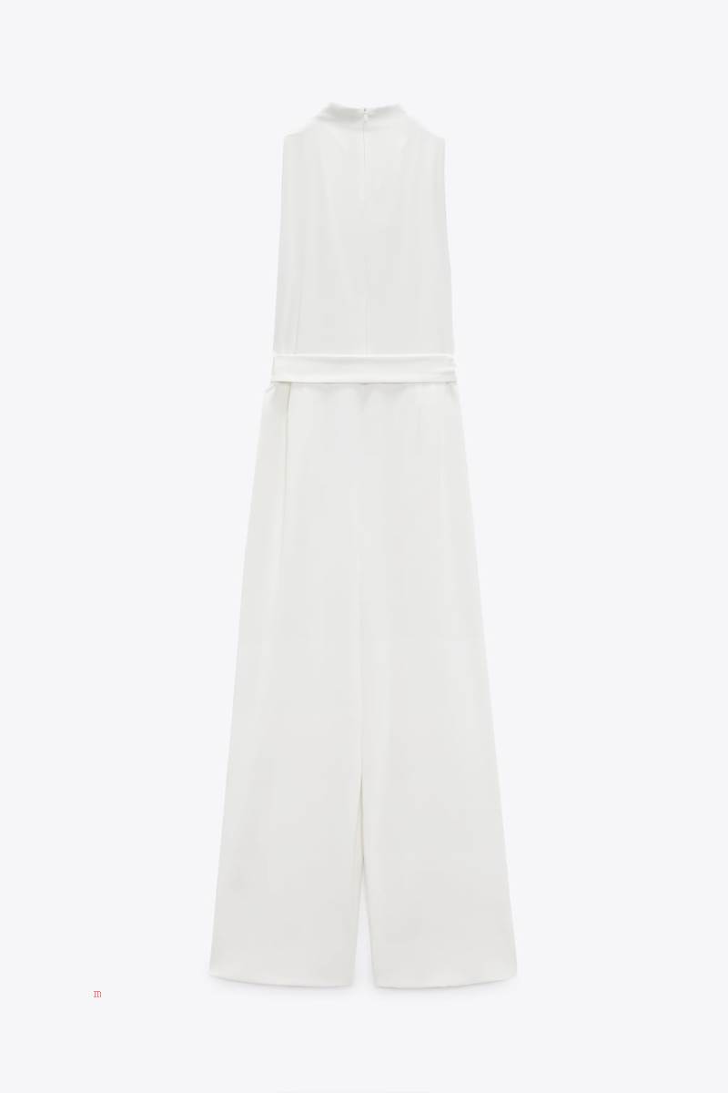 ZARA FLOWING WRAP Jumpsuit Dam Grå Vita | PMODL-8612