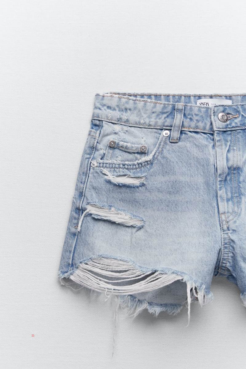 ZARA FRAYED DENIM Shorts Dam Ljusblå | FIWAY-8762