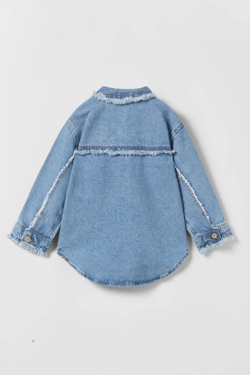 ZARA FRAYED DENIM WITH RHINESTONES Övertröja Tjej Blå | GVEZT-5461