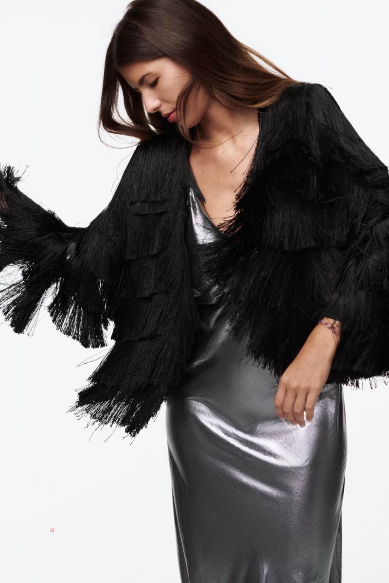 ZARA FRINGED Jacka Dam Svarta | JCINF-0653