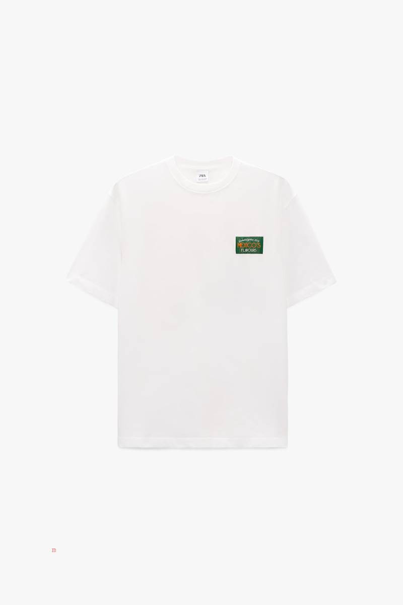 ZARA FRUIT PRINT T-shirt Herr Vita | KADJY-2347