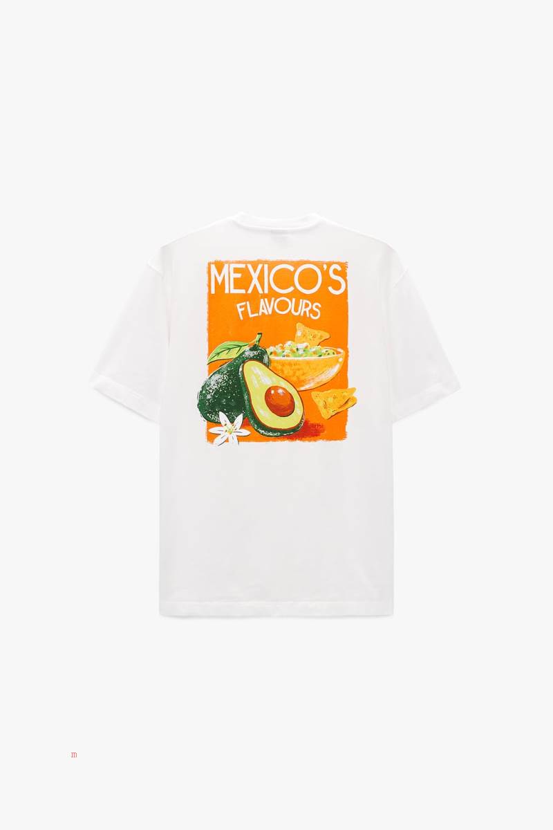 ZARA FRUIT PRINT T-shirt Herr Vita | KADJY-2347