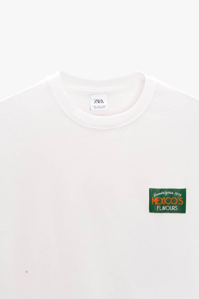 ZARA FRUIT PRINT T-shirt Herr Vita | KADJY-2347