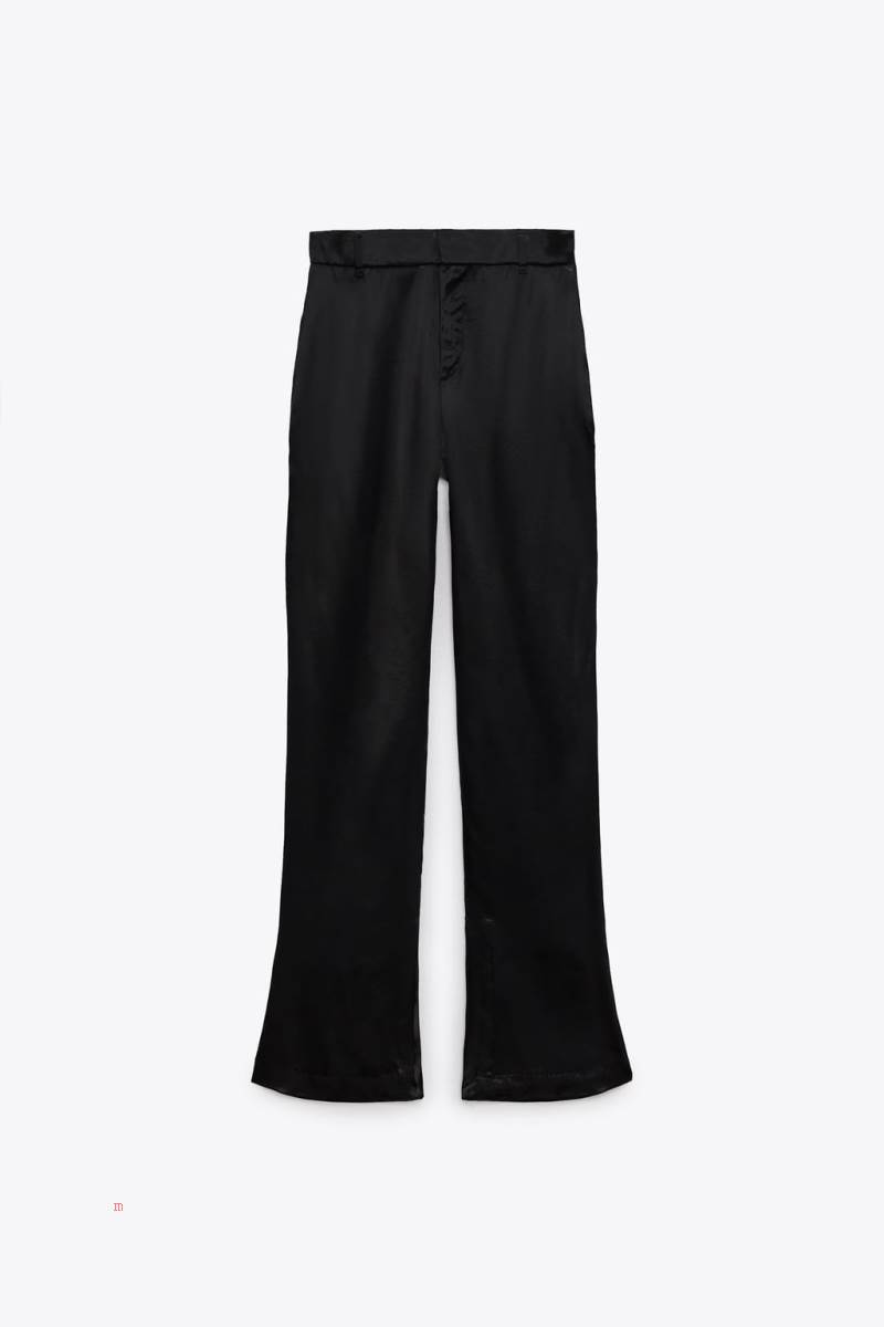 ZARA FULL-LENGTH SATIN Byxor Dam Svarta | ZLBAF-4890