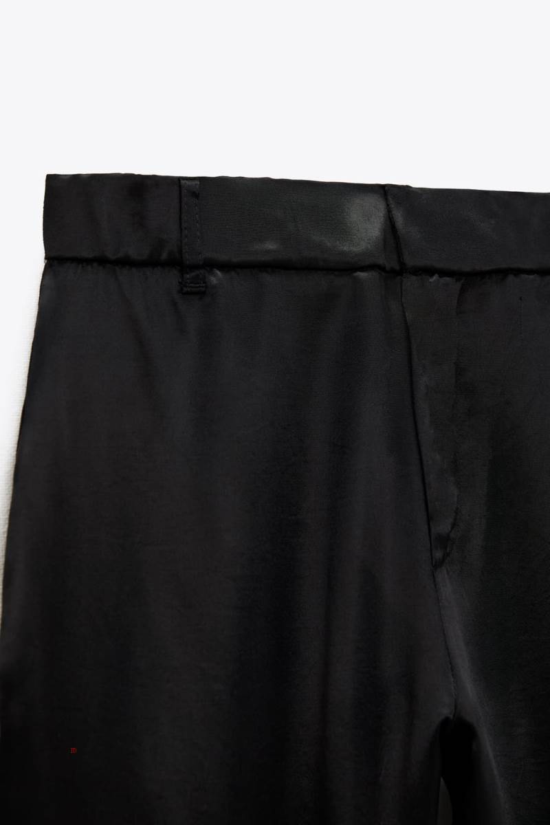 ZARA FULL-LENGTH SATIN Byxor Dam Svarta | ZLBAF-4890