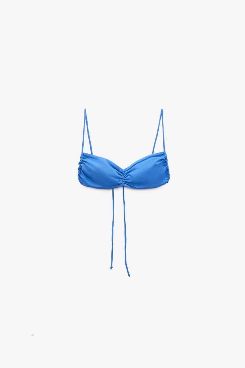 ZARA GATHERED BIKINI TOP Badkläder Dam Blå | MYHOX-7045