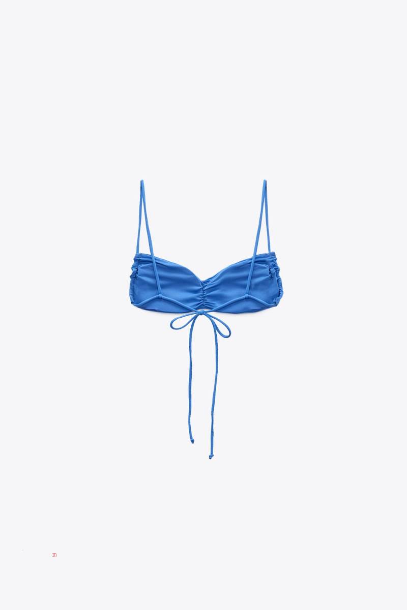 ZARA GATHERED BIKINI TOP Badkläder Dam Blå | MYHOX-7045
