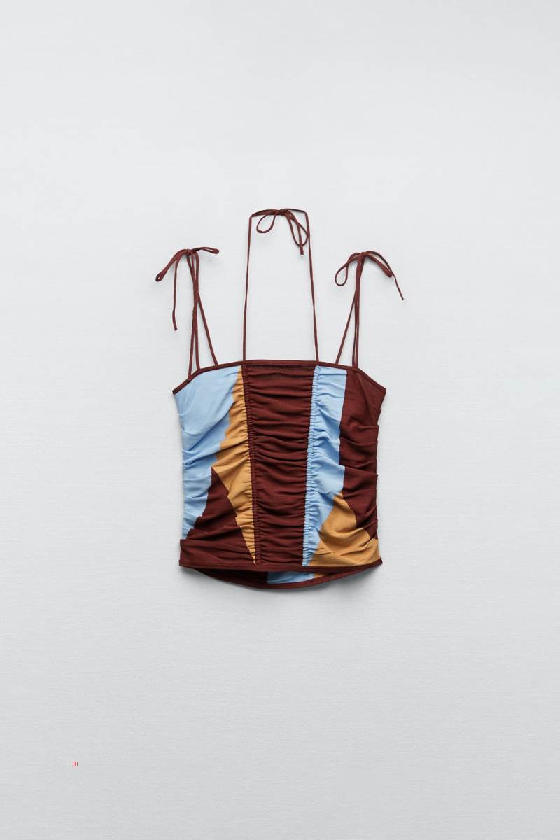 ZARA GATHERED KNIT TOP Stickat Dam Olika Färger Röda | DUQNT-9325