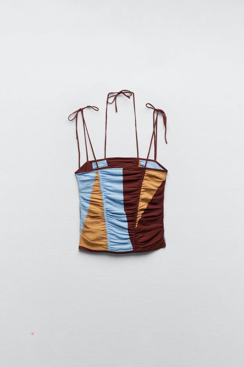 ZARA GATHERED KNIT TOP Stickat Dam Olika Färger Röda | DUQNT-9325