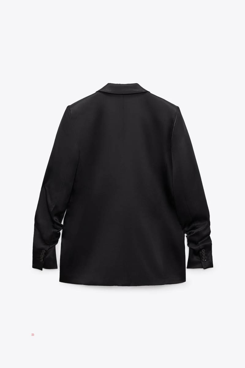 ZARA GATHERED SATIN Blazers Dam Svarta | ZOSKQ-5321
