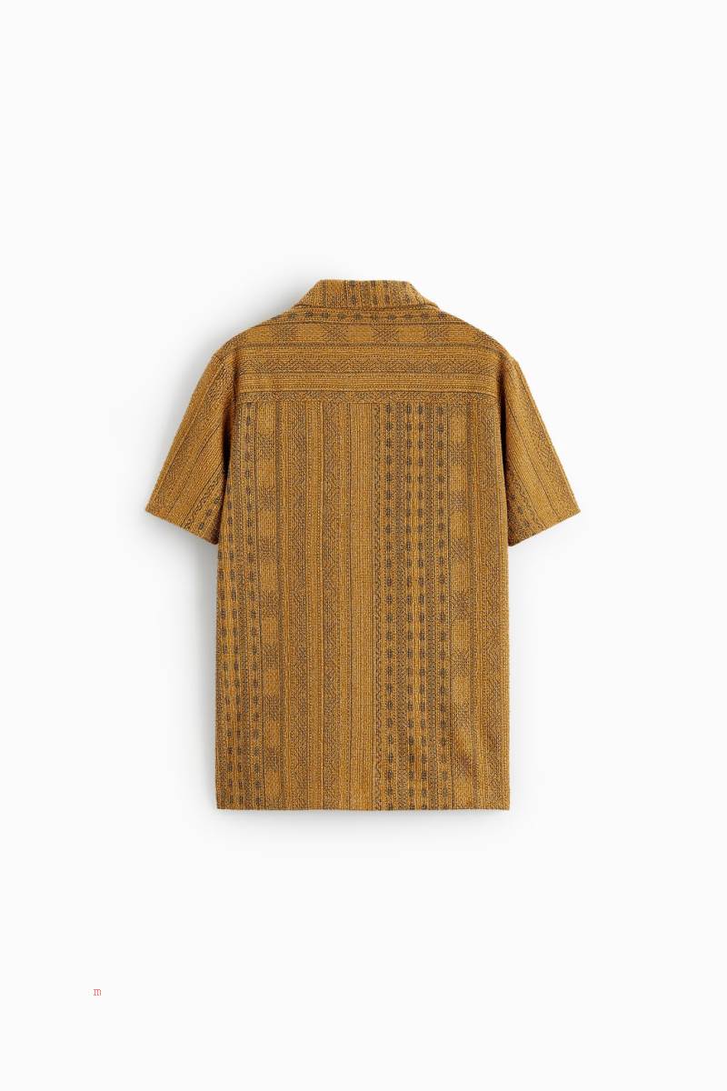 ZARA GEOMETRIC JACQUARD Skjorta Herr Grå Vita | UDYEV-7648