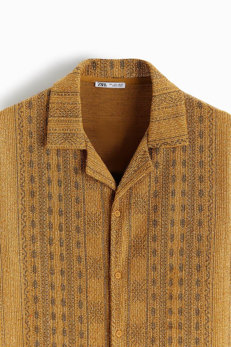 ZARA GEOMETRIC JACQUARD Skjorta Herr Grå Vita | UDYEV-7648
