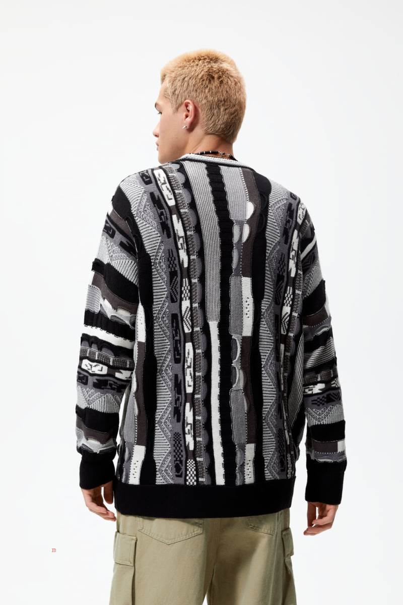 ZARA GEOMETRIC JACQUARD Tröjor Herr Grå | XDZAS-4097