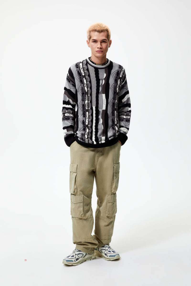 ZARA GEOMETRIC JACQUARD Tröjor Herr Grå | XDZAS-4097