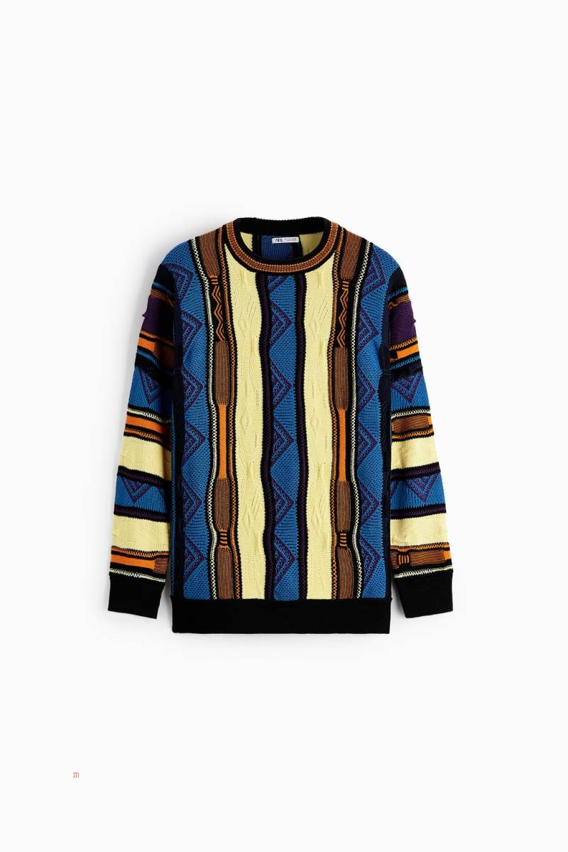 ZARA GEOMETRIC JACQUARD Tröjor Herr Orange | EDICK-5906