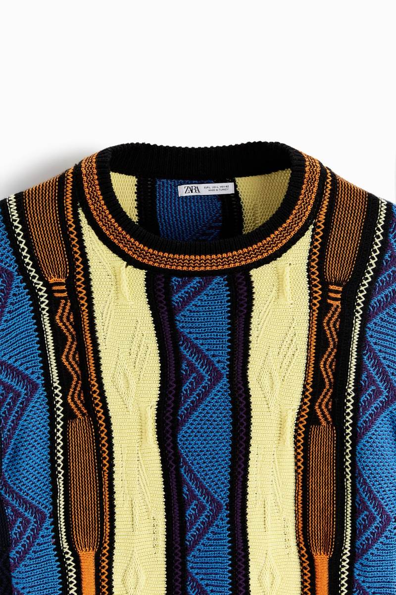 ZARA GEOMETRIC JACQUARD Tröjor Herr Orange | EDICK-5906