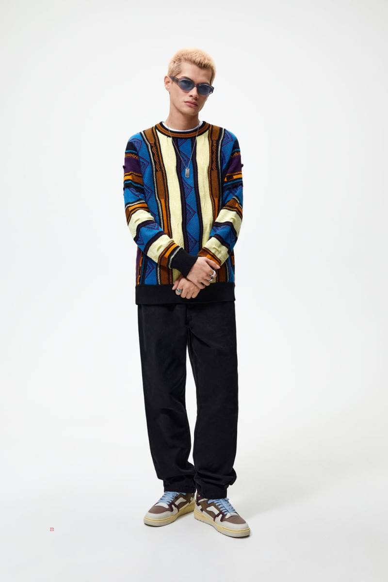 ZARA GEOMETRIC JACQUARD Tröjor Herr Orange | EDICK-5906