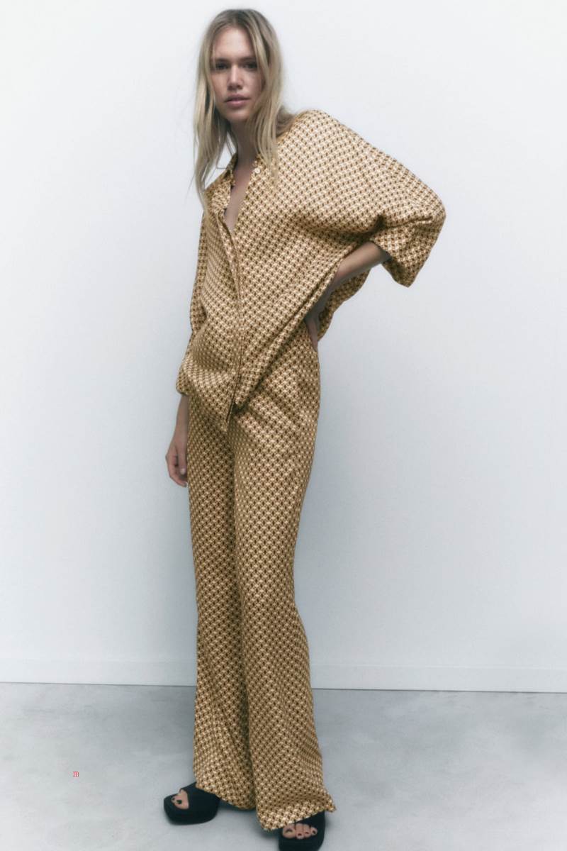 ZARA GEOMETRIC PRINT Byxor Dam Olika Färger Röda | MPWKA-2387