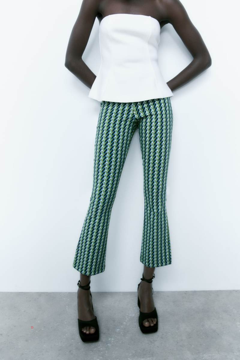 ZARA GEOMETRIC PRINT MINI FLARE Leggings Dam Olika Färger Röda | MFKNH-7426