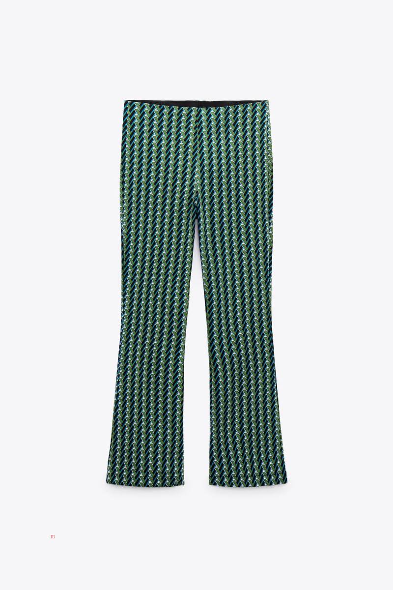 ZARA GEOMETRIC PRINT MINI FLARE Leggings Dam Olika Färger Röda | MFKNH-7426