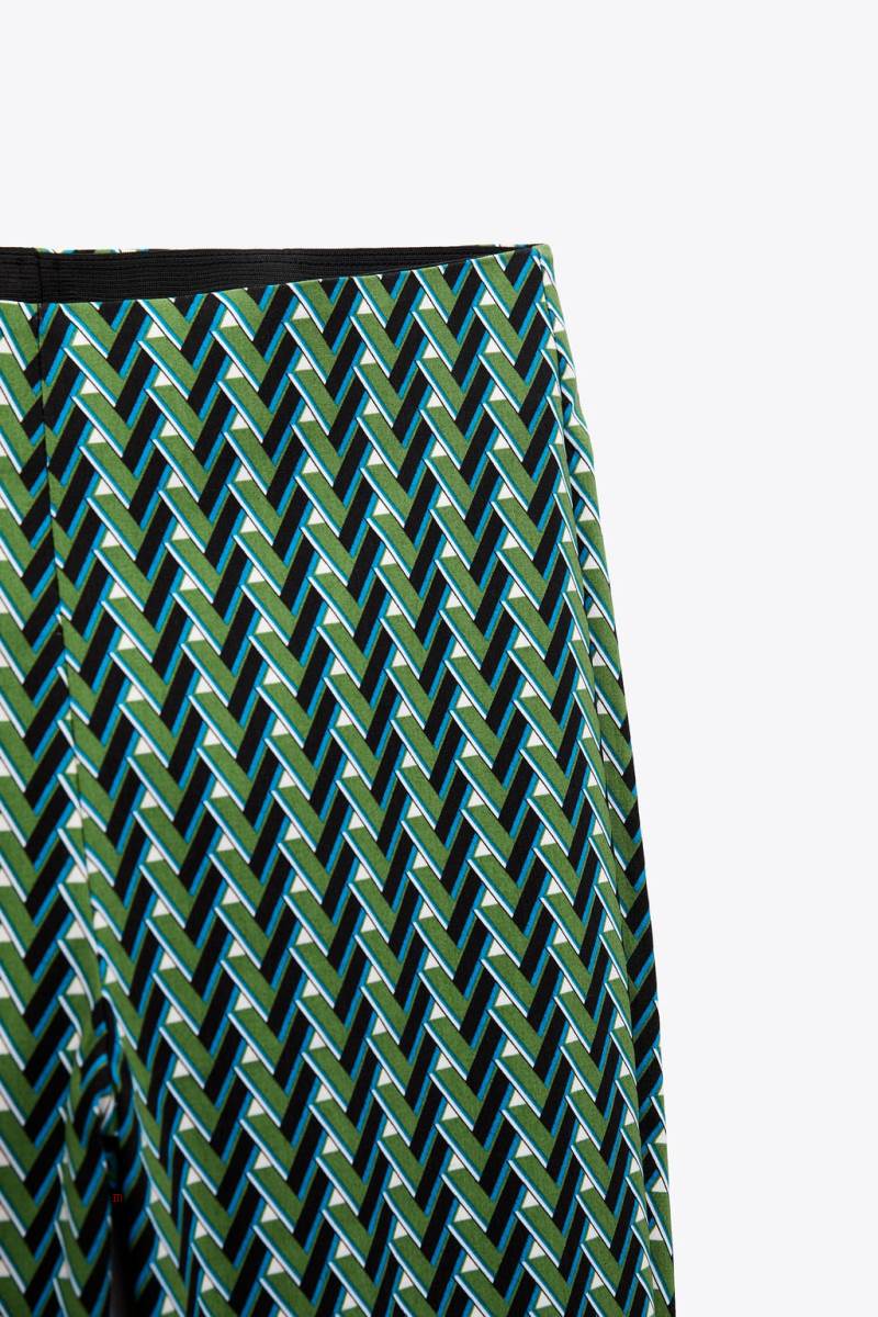 ZARA GEOMETRIC PRINT MINI FLARE Leggings Dam Olika Färger Röda | MFKNH-7426