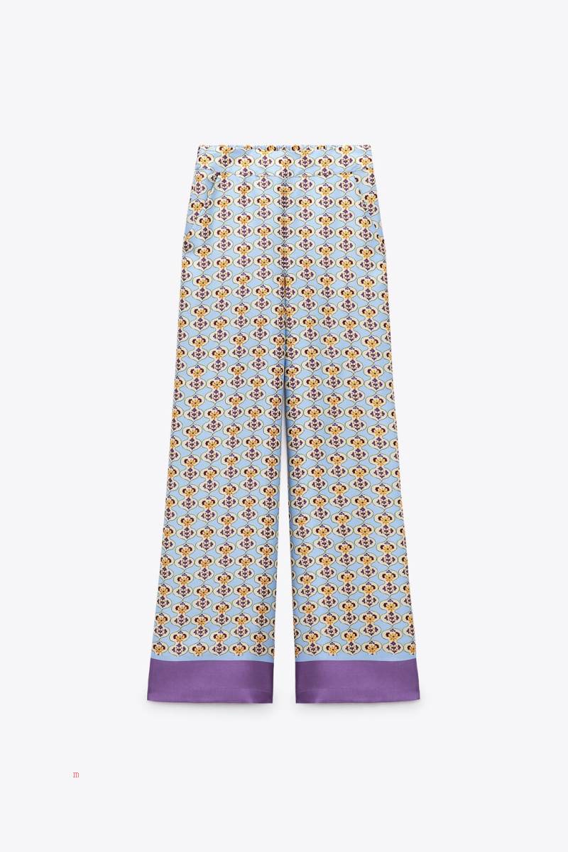 ZARA GEOMETRIC PRINT SATIN Byxor Dam Olika Färger Röda | GLRTJ-4705