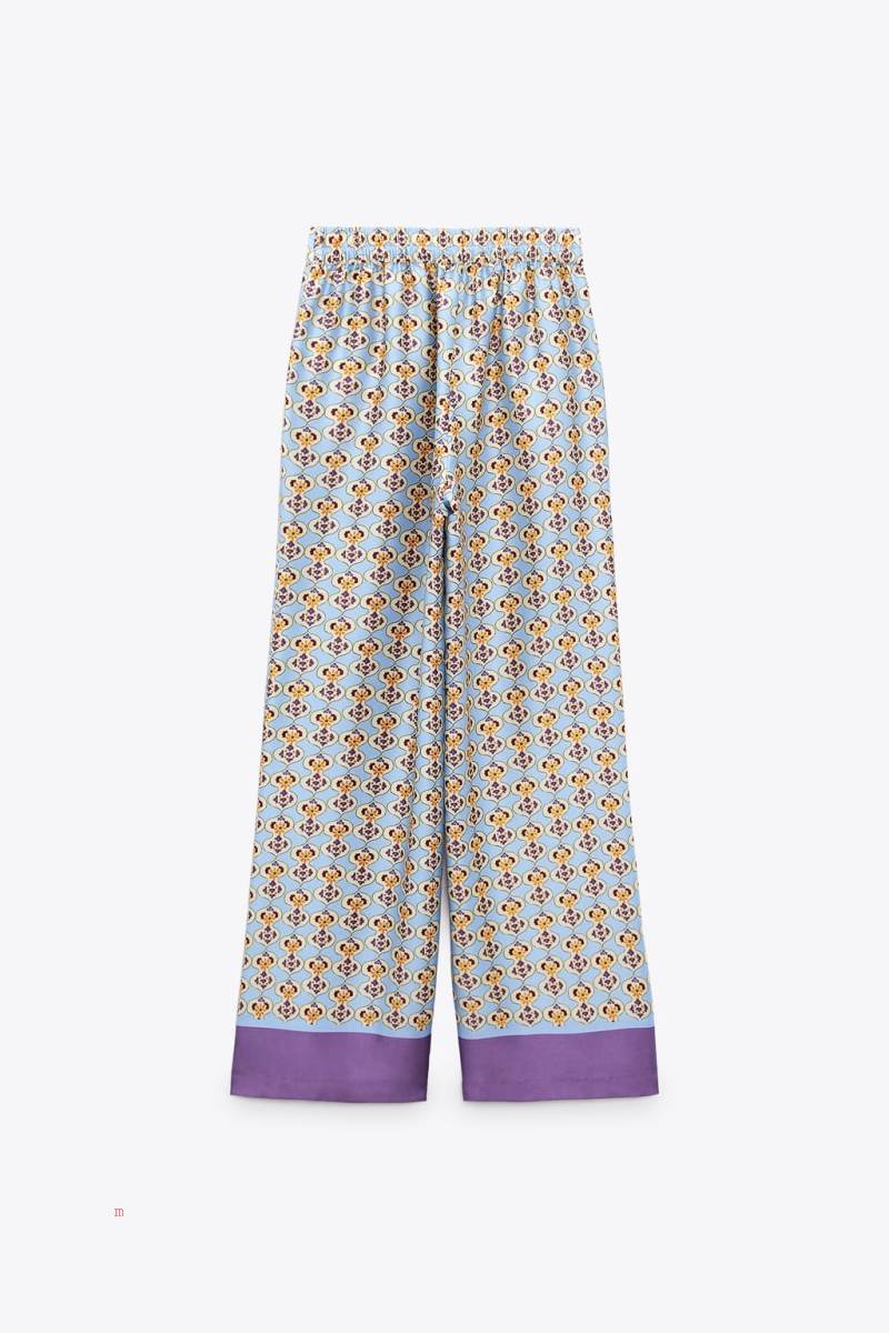 ZARA GEOMETRIC PRINT SATIN Byxor Dam Olika Färger Röda | GLRTJ-4705