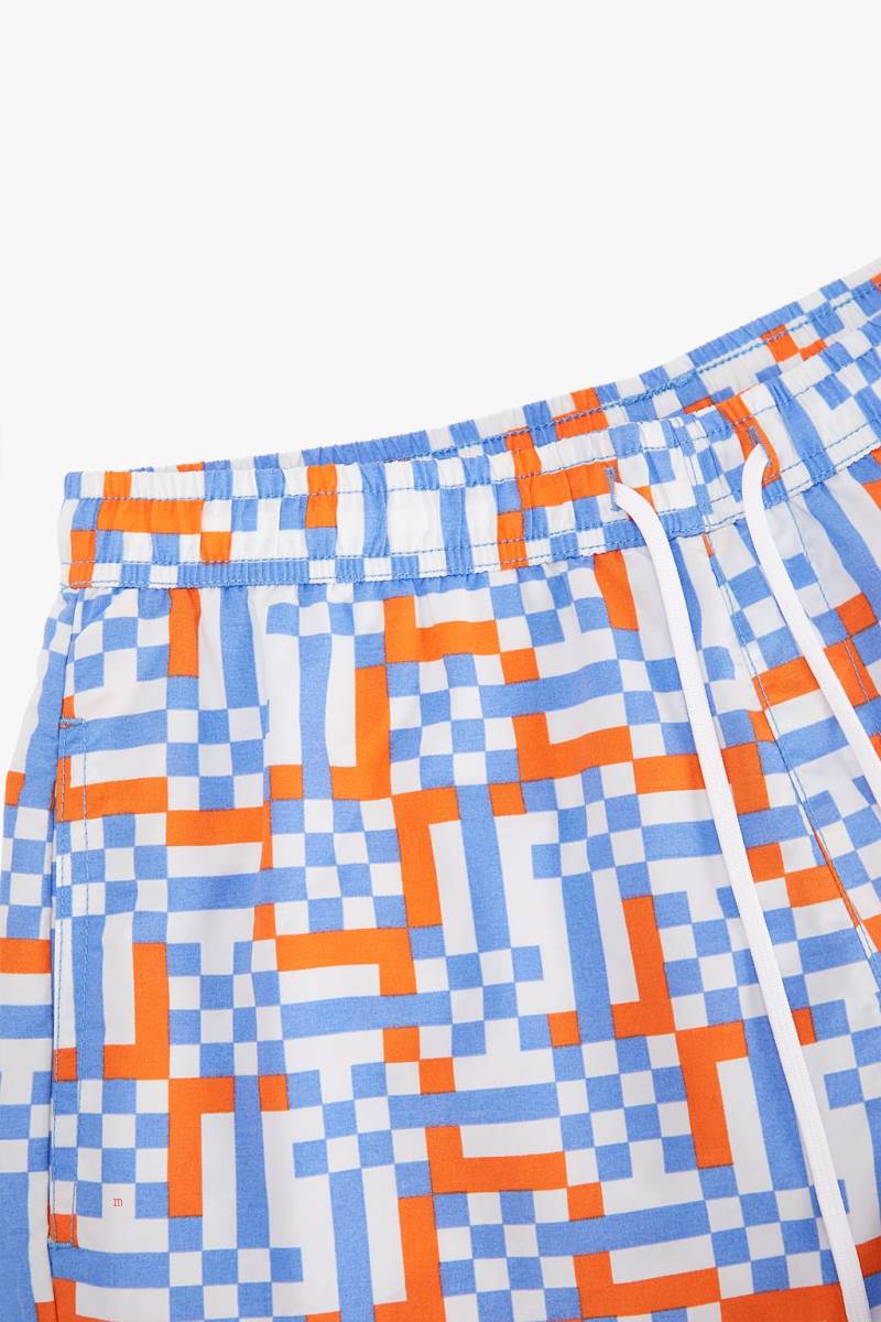 ZARA GEOMETRIC PRINT SWIMMING TRUNKS Badkläder Herr Blå | BYWLP-9654