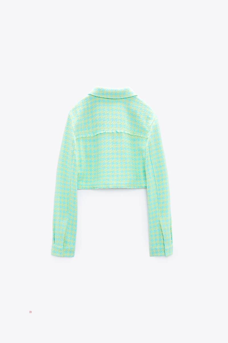ZARA GINGHAM CROPPED Jacka Dam Gröna | CVIHJ-0714