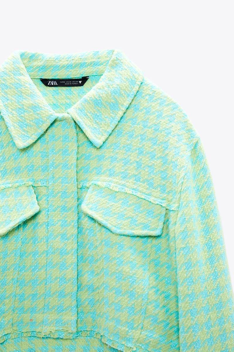 ZARA GINGHAM CROPPED Jacka Dam Gröna | CVIHJ-0714
