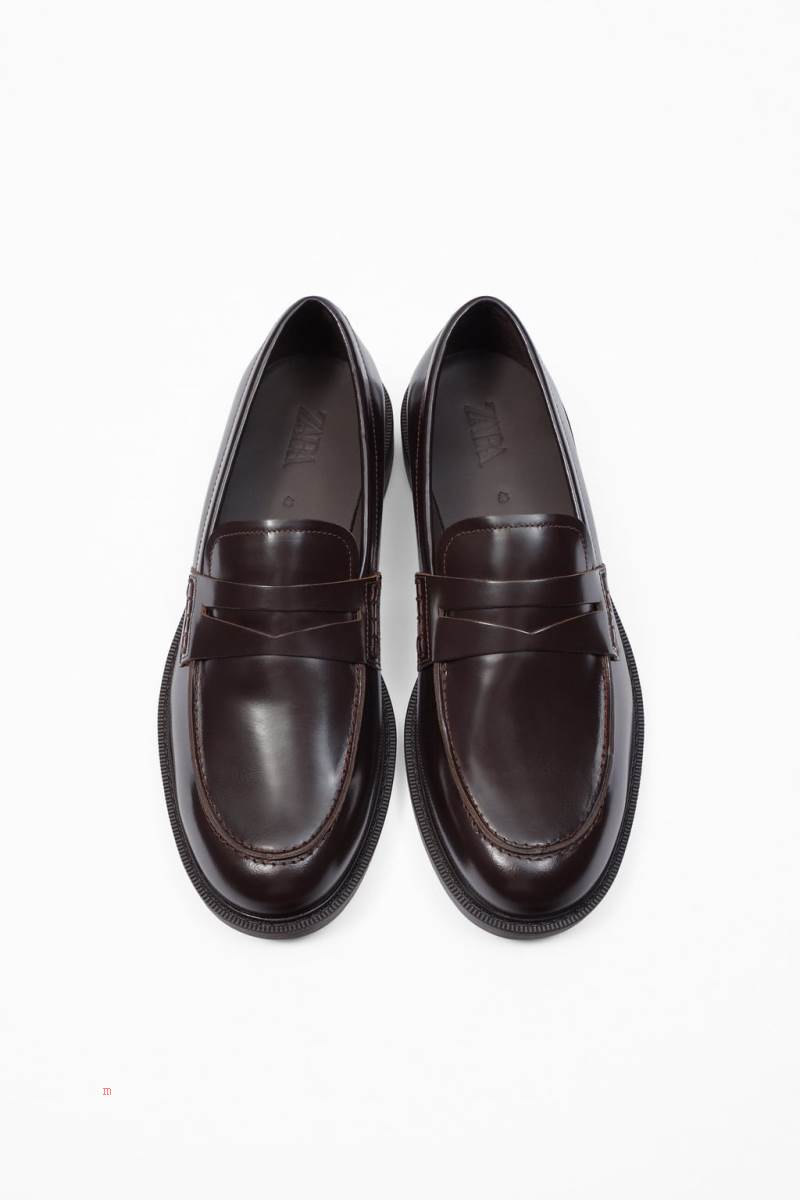 ZARA GLOSSY LEATHER Loafers Herr Bruna | MTUNH-6234