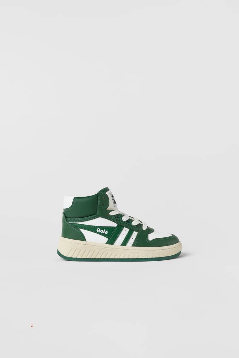 ZARA GOLA X ZARA LEATHER HIGH-TOP Sneakers Pojke Gröna | GAXNP-5960